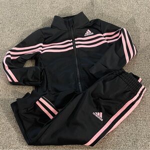 Girls Adidas Black track set Jacket Joggers Pink Fall Wintwr 3T